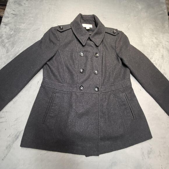 Michael Michael Kors Coat Womens XL Gray Wool Blend Peacoat Double Breasted - Picture 2 of 10